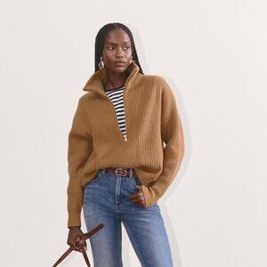 The Half-Zip Sweater in Luxe Merino, Deep Camel